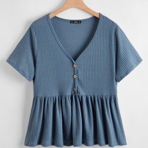 Shein waffle knit smock top